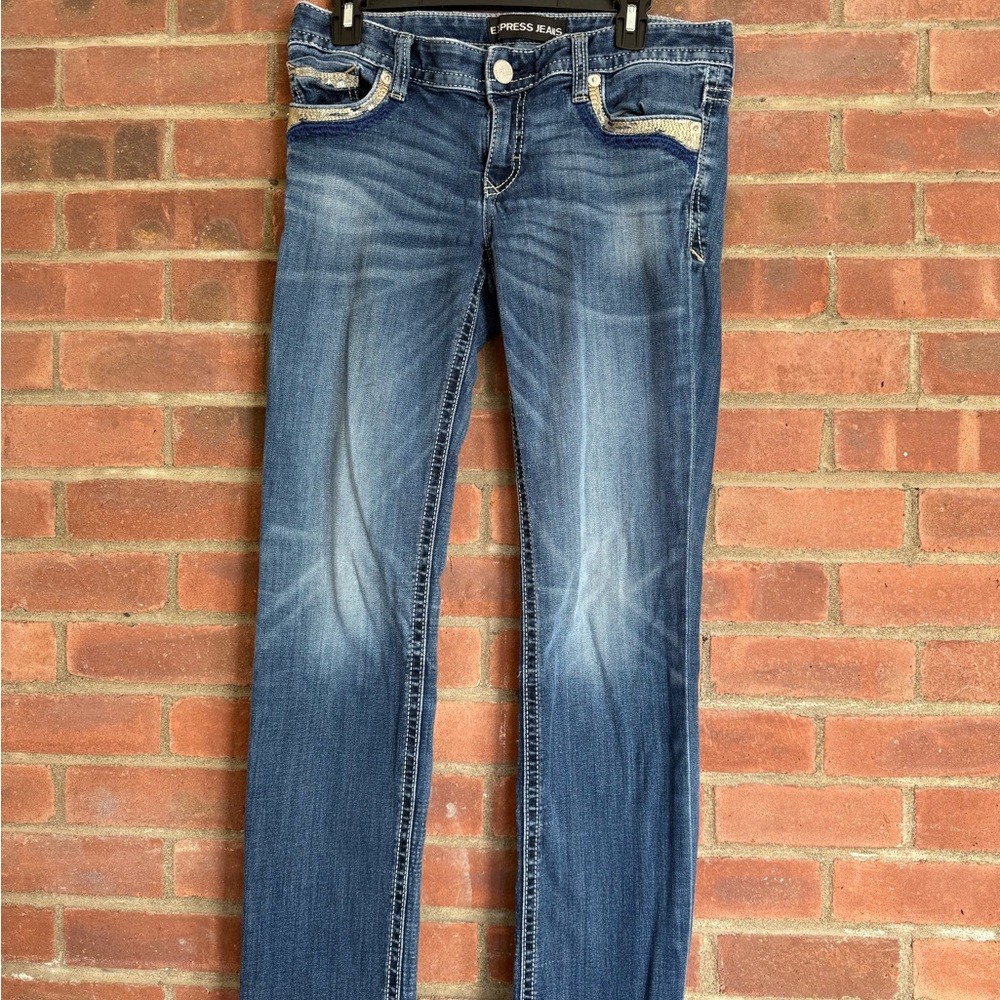 J16 Y2K style low rise skinny Express jeans size 8 inseam 32
